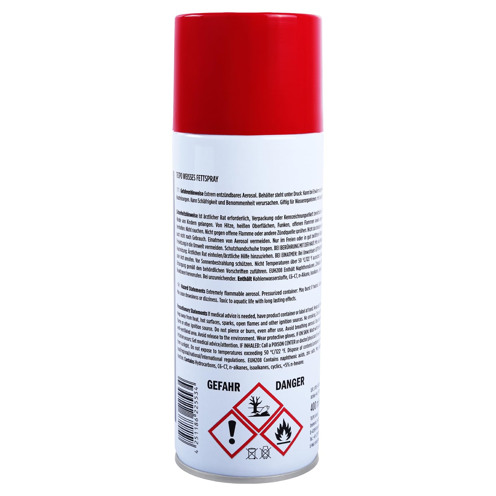 TECPO Grasa en aerosol blanco 30 x 400 ml Grasa lubricante White Grease blanco spray de grasa con alto efecto de arrastre alta carga de presión para componentes móviles, protección contra la corrosión