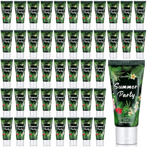 Dansib 72 Pcs Mini Sunscreen Bulk for Summer Party Wedding SPF 30 Water Resistant Sunscreen Lotion Bulk 1oz Travel Size for Thank You Gifts Wedding Party Supplies (Summer Vacation)