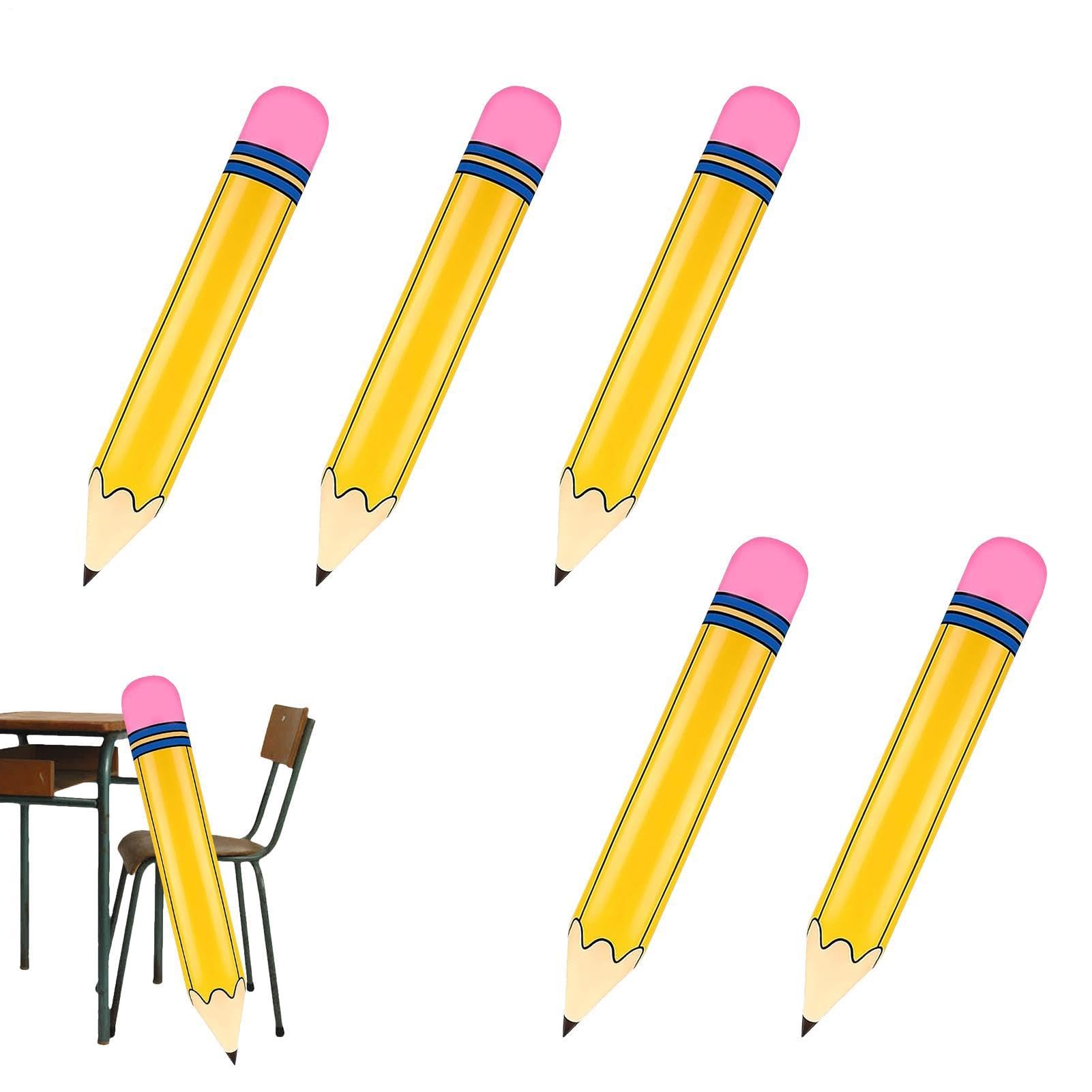Inflatable Pencil - 68 cm Pack of 6 Large Photo Props, Inflatable First Day at School Balloons for and Girls Nursery Preschool Graduation Welcome Party Classroom