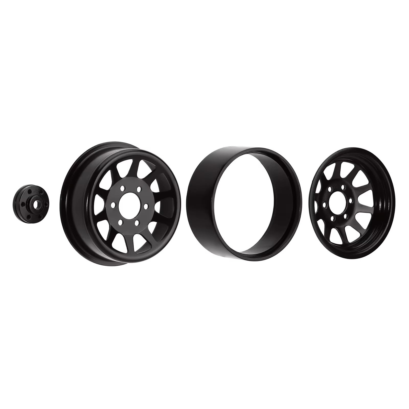 Piezas Coche RC para Axial para SCX10 AXI03007 90046 para TRX4 para Redcat GEN8 W1909 1:10 4 Uds RC Crawler Aleación De Metal 1,9 Llantas De Rueda Beadlock(Black)
