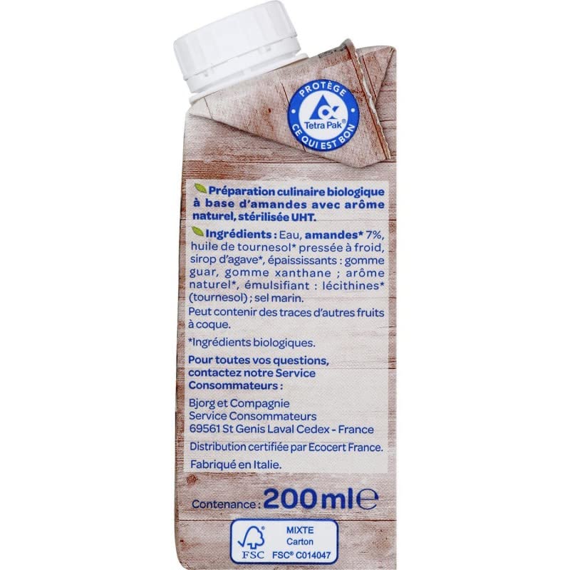 AMANDE CUISINE BIO 200ML, BJORG, LOT DE 5