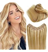 Clip in Hair Extensions Real Human Hair Bayalage Honey Blonde to Platinum Blonde Highlight 5 Clip...
