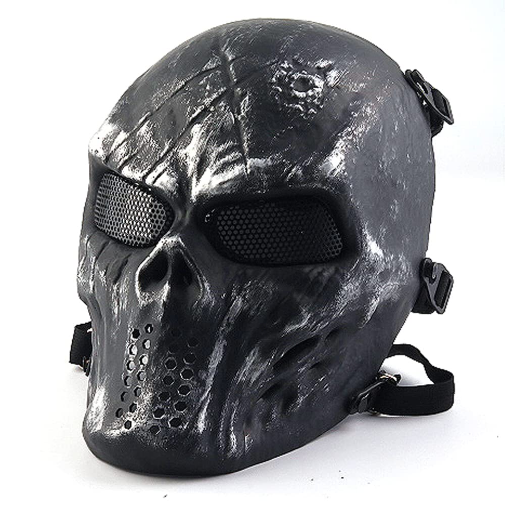 Easy Provider Skull Airsoft Paintball Caccia Full Face Protect Maschera Mesh Occhiali