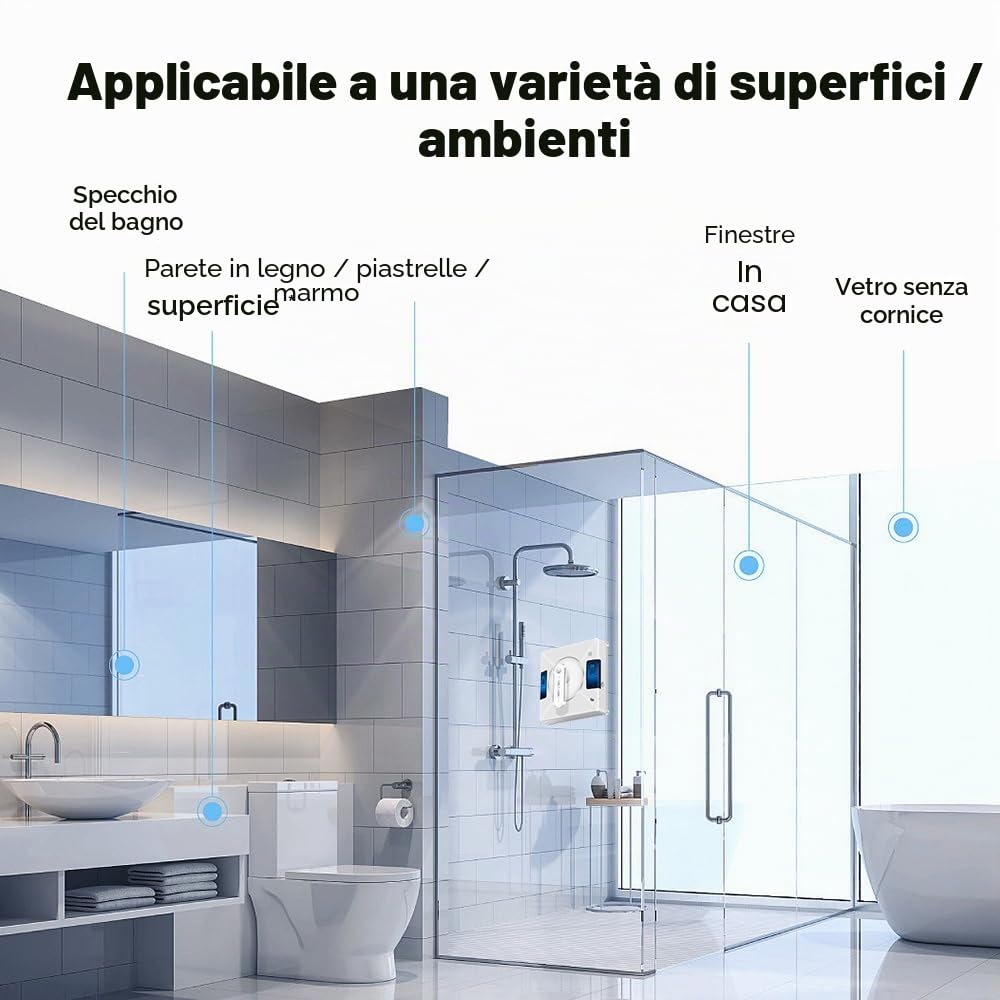 LIECTROUX YW509 - Robot lavavetri con doppia spruzzatura d'acqua, sensore laser, protezione contro le cadute, adatto per vetro, finestre, piastrelle, pavimenti in vetro e luoghi