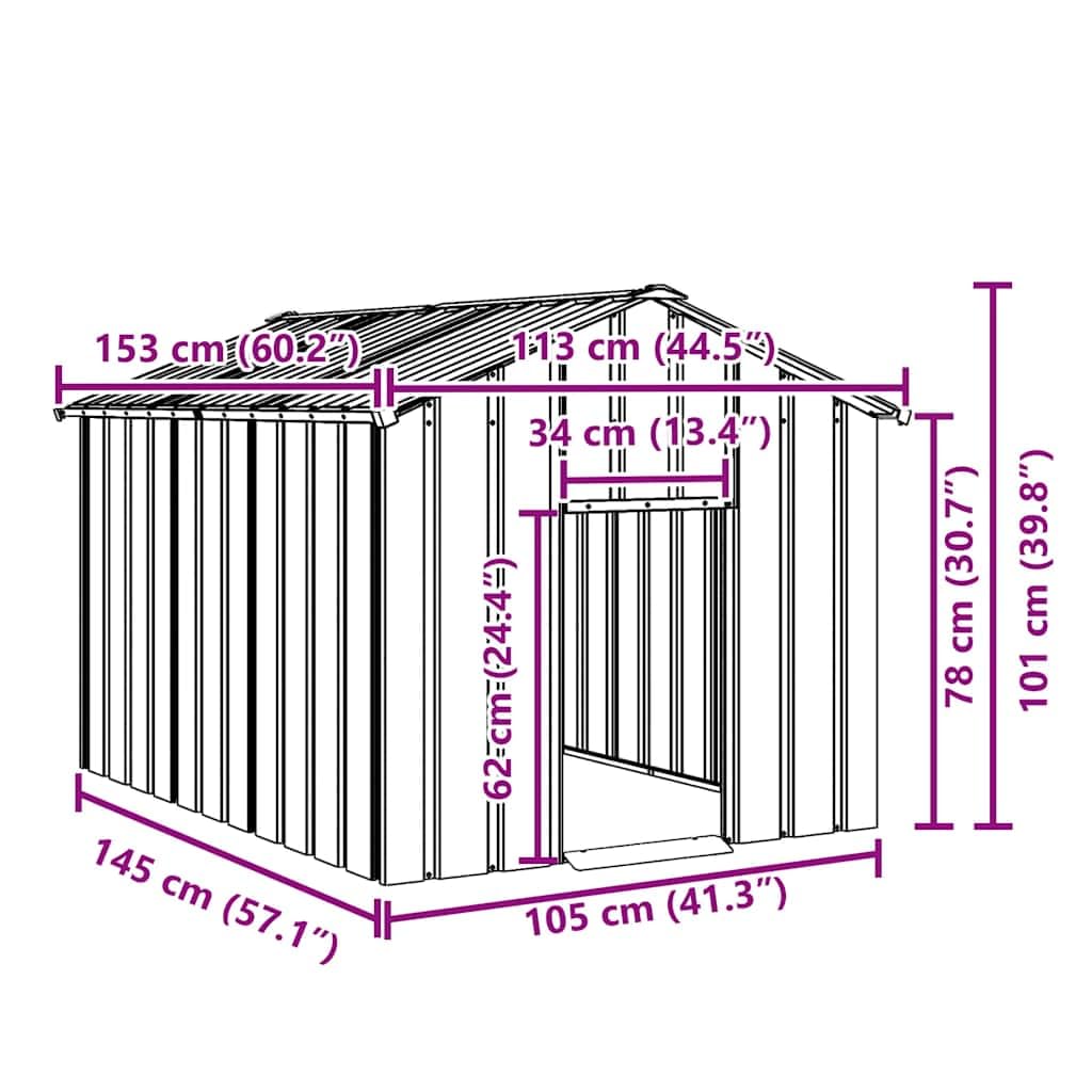 vidaXL Niche pour Chien avec Toit Noir 113x153x101 cm Acier galvanisé, Cage de Chien, abri pour Chien, Cage pour Animaux de Compagnie, Cage pour Chien