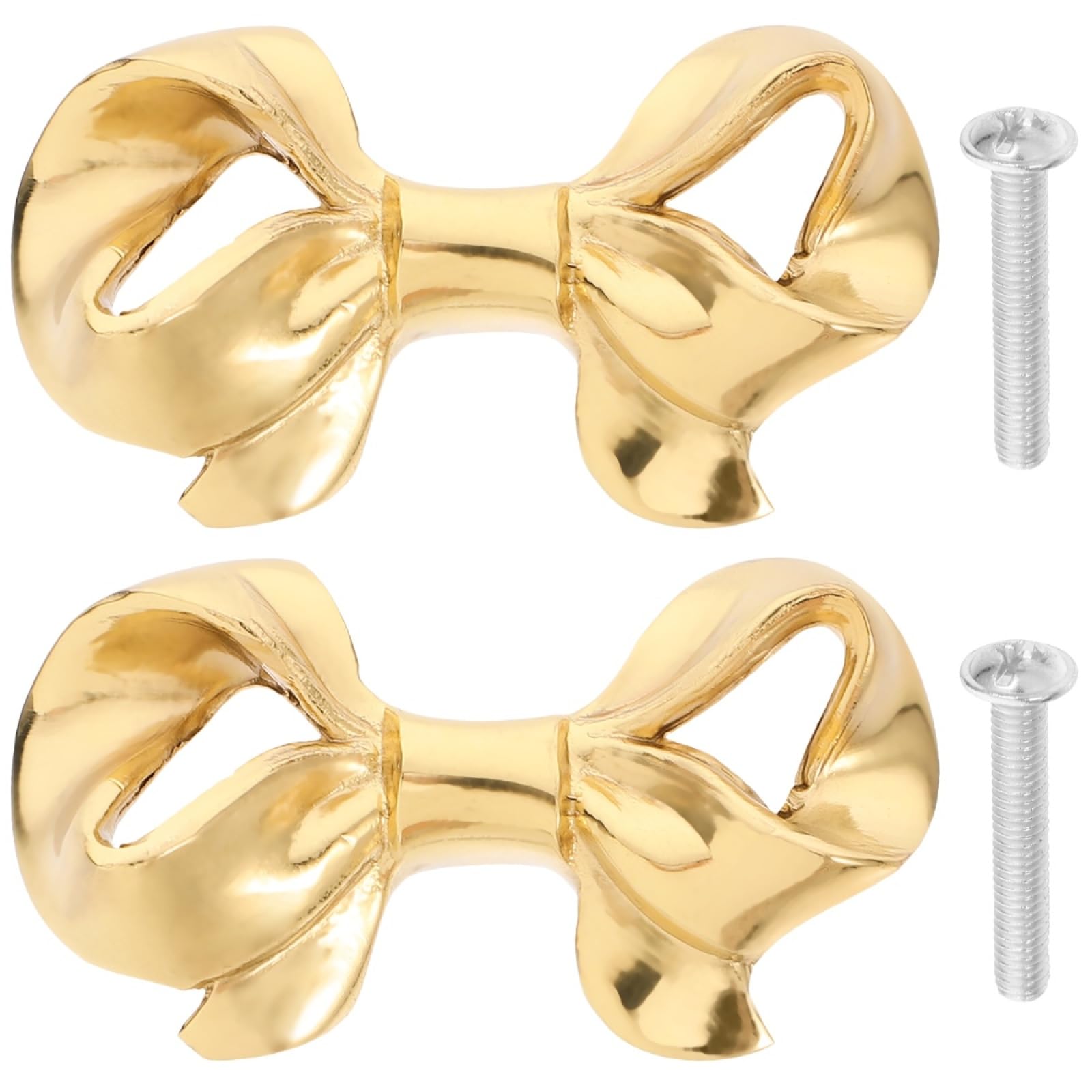 gold bow dresser knobs Goldenwarm Exquisite Knob Brass Drawer Handle Decor Furniture Hardware washer and nut 6-Pack Gold Bow Drawer Pulls