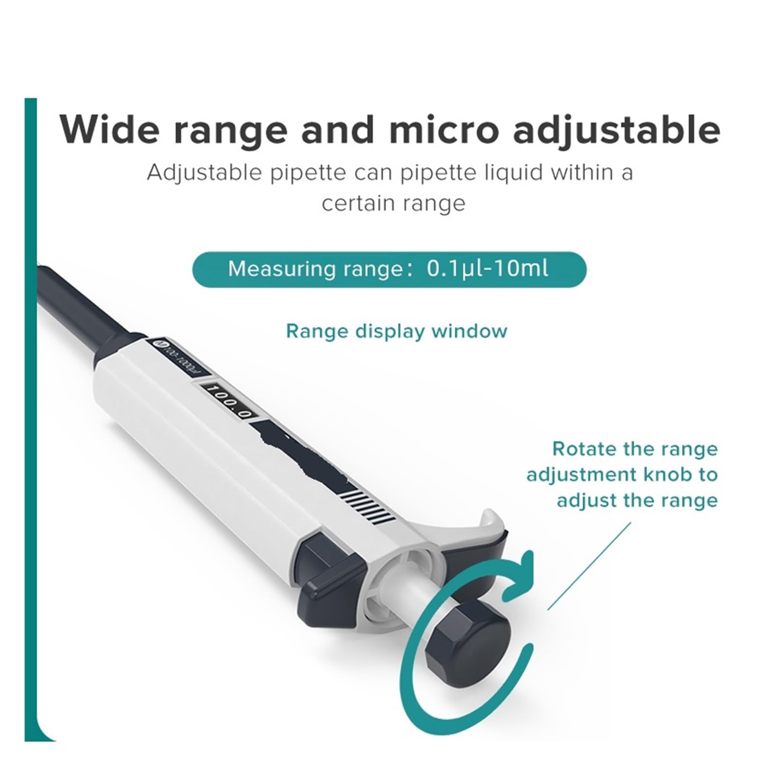 pipeta de Laboratorio, Pipeta de Laboratorio plástico un Solo Canal, micropipeta Digital Ajustable, Equipo con Puntas pipeta(0.5-5ml)