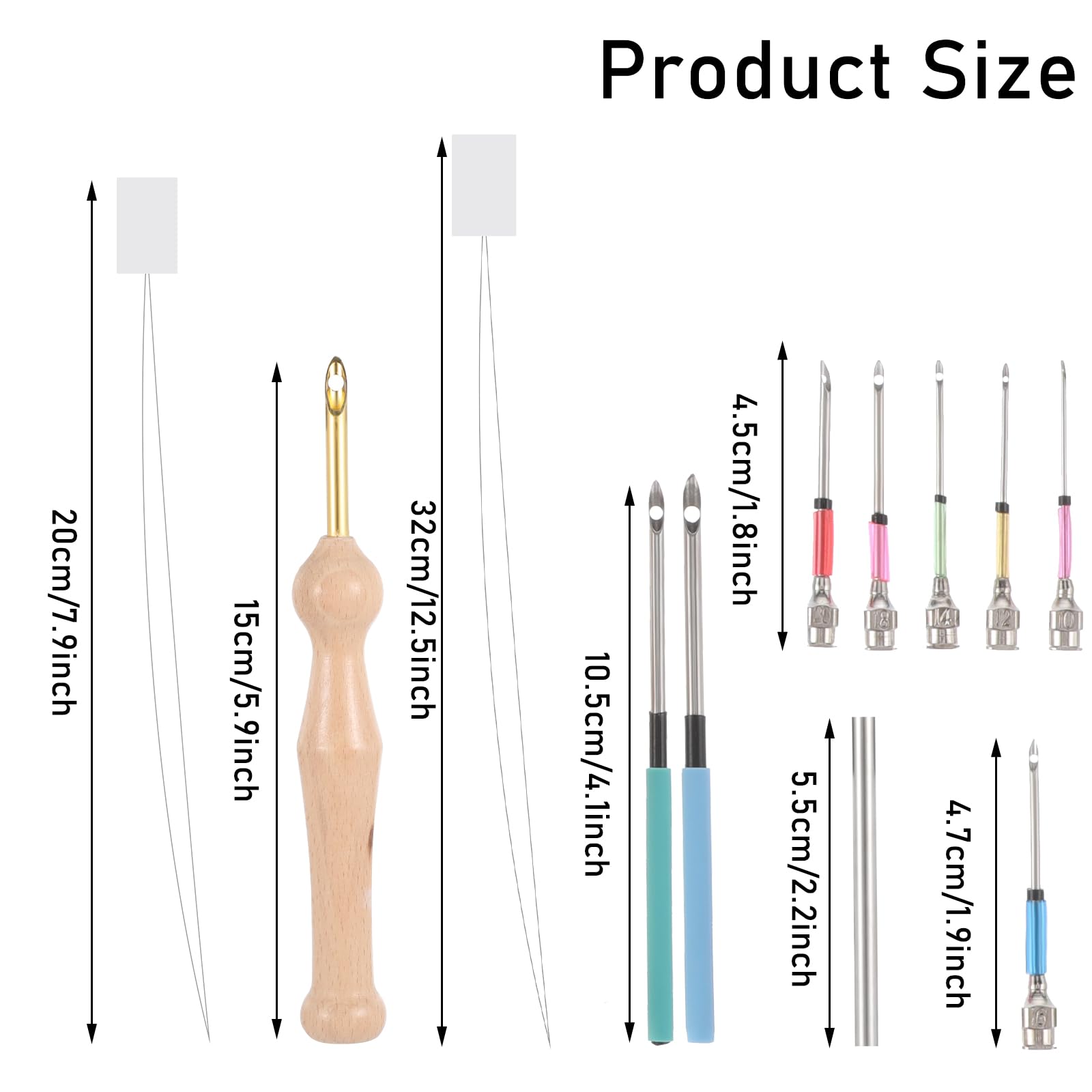 Set 12 Aghi Per Punch Needle - Kit Ricamo Con Aghi Di Diverse Dimensioni - Foto 3
