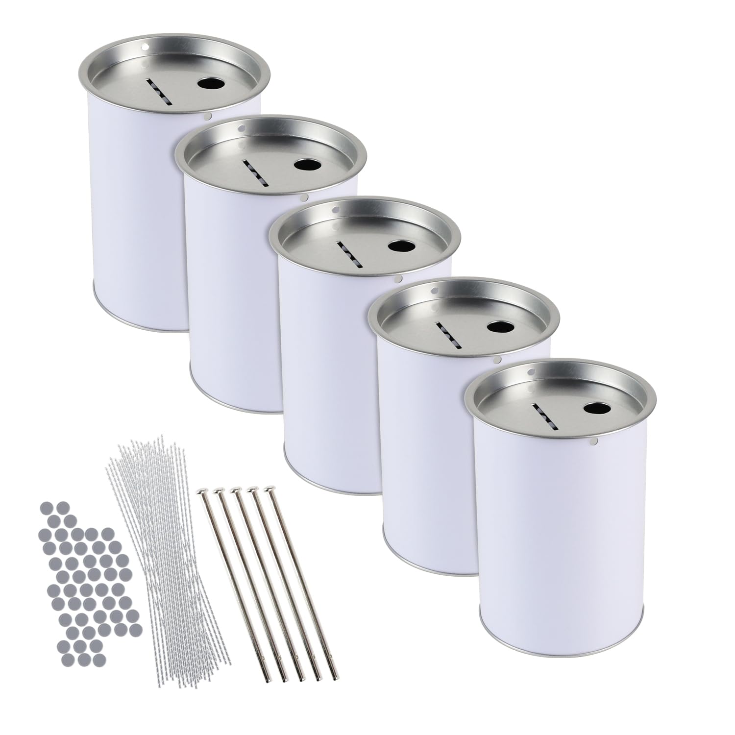 HMF 4600005-07 - 5 scatole per monete, 10 cm di diametro x 14,5 cm, con accessori