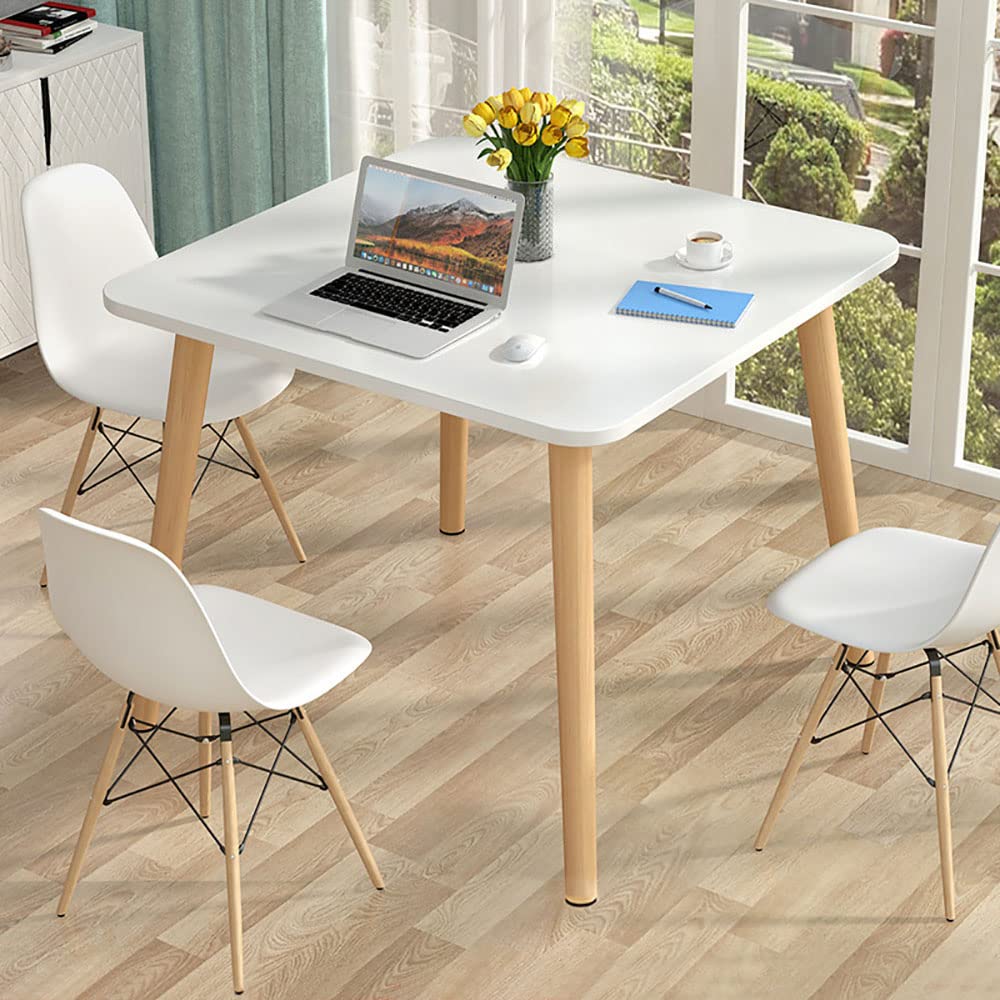 MUMOO BEAR Dining Table, 80 * 80cm Small Table with Wooden Legs for Kitchen Dining Room, Simple Leisure Side Coffee Table for Small Room (1, Square)