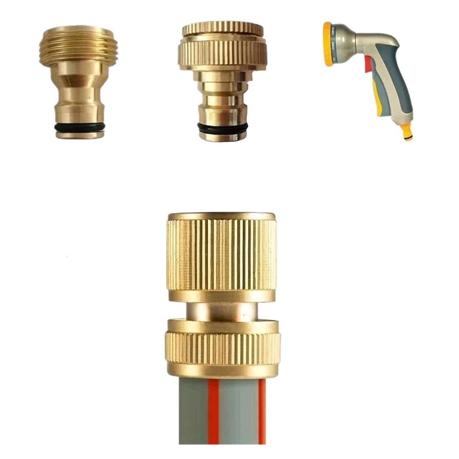 Set di raccordi for tubi da giardino in alluminio standard 6/12 pezzi, for rubinetti a innesto rapido(GoldenA)