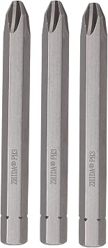 5/16" Impact Driver Bits Set, PH2 & PH3, 32mm/80mm, Heavy Duty S2 Steel Phillips Bits for Power Tools, Industrial-Grade Screwdriver Bit Set H5/16" x 80 x PH3 3 pcs