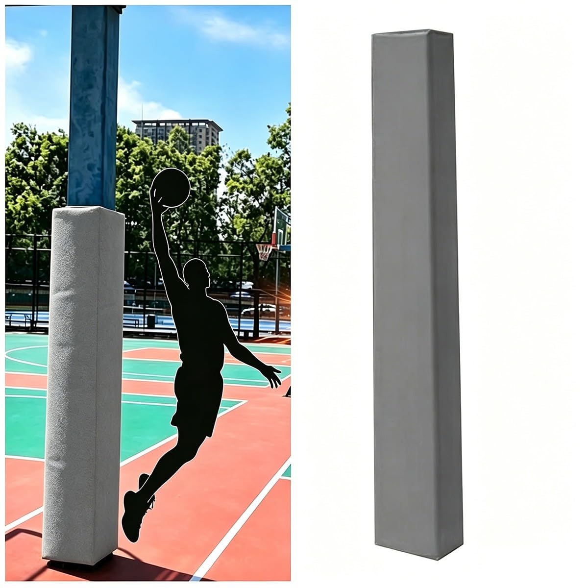 Bananaww Square Basketball Pole Padding Wrap, 2.5 cm Thick High-Density Foam Anti-Collision Post Protector, Heavy Duty Outdoor Indoor Column Safety Pad for Gym, Garage, Sports Court
