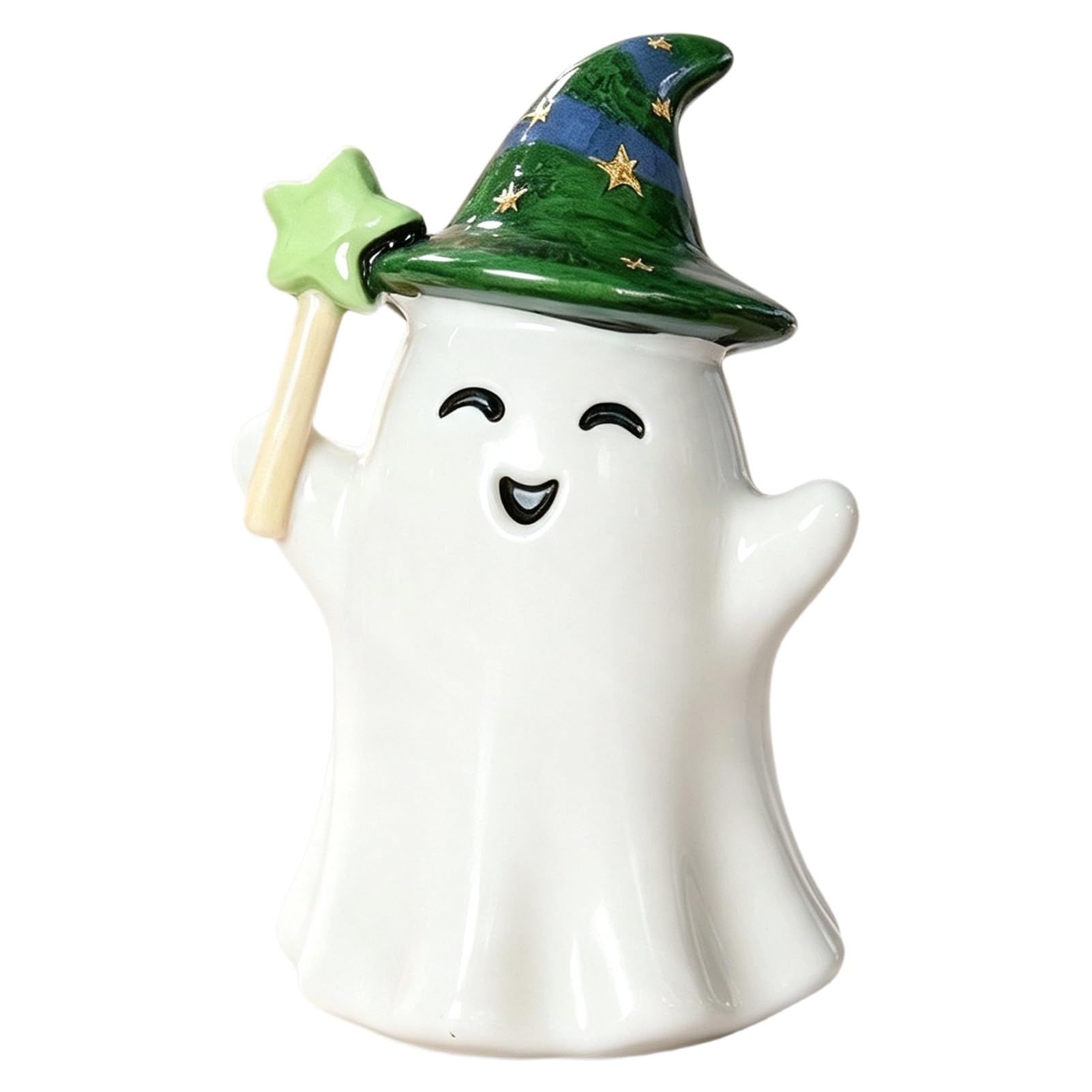 gibxiyza Halloween Ghost Resin Figurine, Cute Pumpkin Witch Hat Statue