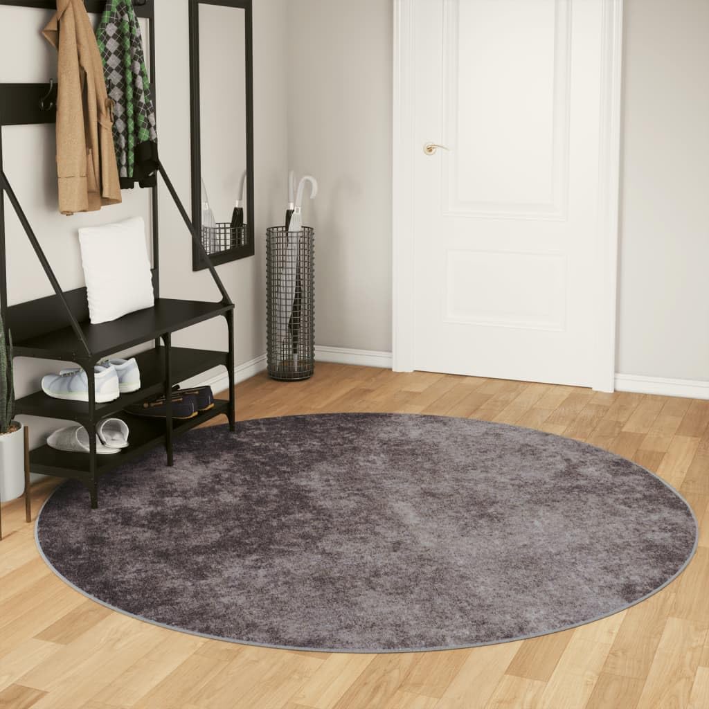 Alfombra redonda de terciopelo de 200 cm, color gris, antideslizante, lavable a máquina, fibra de terciopelo con aislamiento acústico, diseño moderno para salón, dormitorio, pasillo