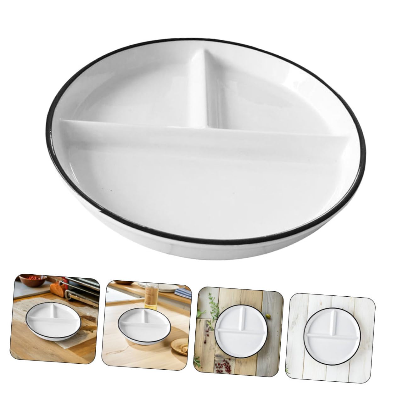 Assiette de Service Compartimentée en Céramique Blanche