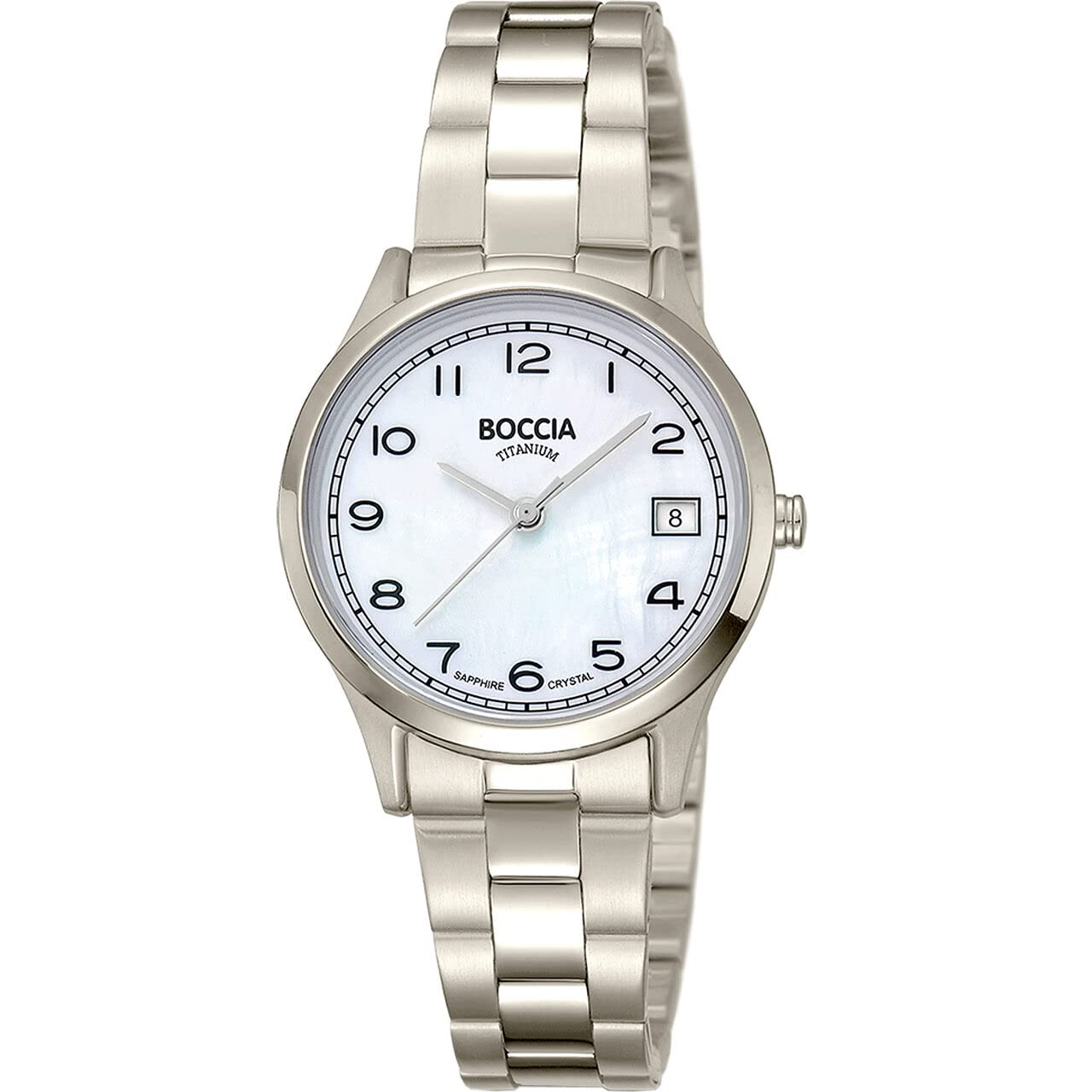 Boccia Orologio da polso da donna con cassa in titanio, colore argento, cinturino in titanio, diametro cassa: 31 mm, 3324-01