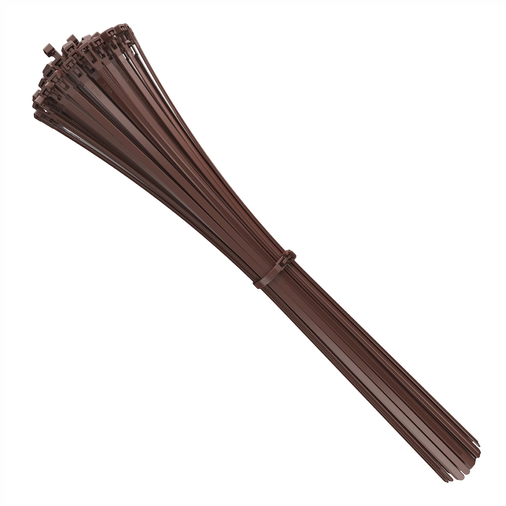 intervisioCable Ties Resealable 540 mm x 7.6 mm Brown Extra Long Pack of 100 Removable Reusable