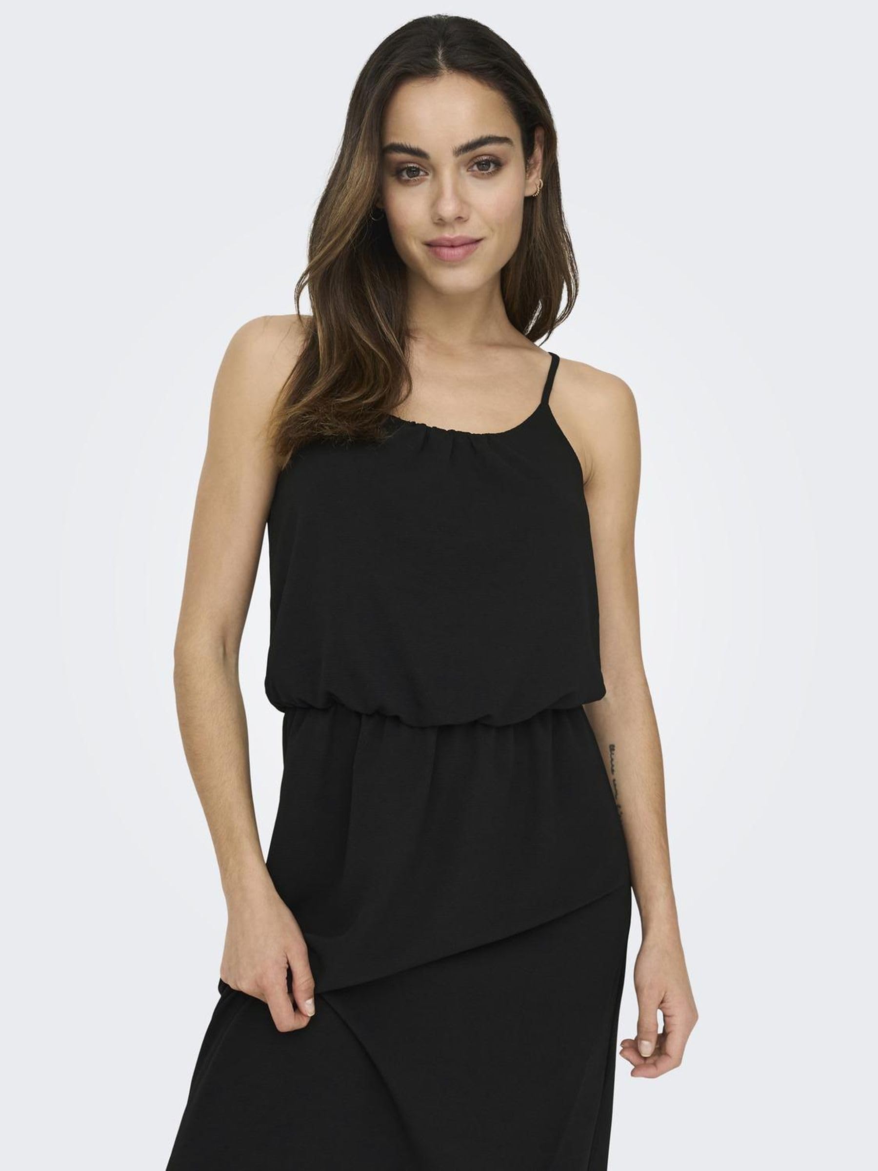 ONLY Onlwinner S/L Maxi Dress Noos Femme Robe Longue Noir/Blanc