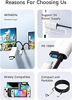 Vista 3 de Hagibis Switch Dock para Nintendo Switch OLED, adaptador de cable USB C a HDMI con HDMI 4K a 30Hz, suministro de energía de 100 W, adaptador tipo C