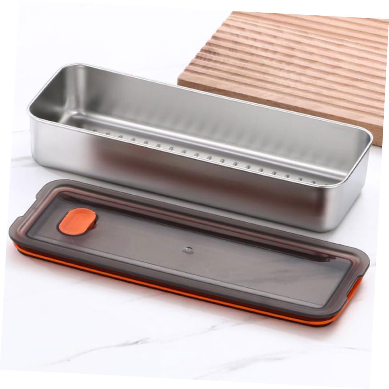 PRETYZOOM 4 Unidades De Caja De Tocino De Res Refrigerador Pequeño Tocino Refrigeradores De Cocina Contenedores Para Alimentos Contenedor De Acero Inoxidable Con Tapa Contenedor De