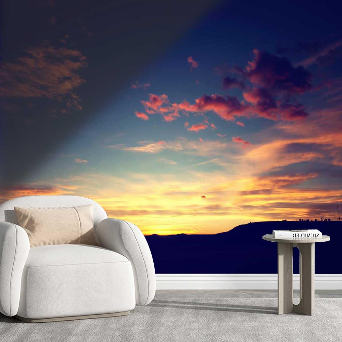 Wall Covering Ideas Landscapes Sunset Ceiling Wallpaper Night Scenery