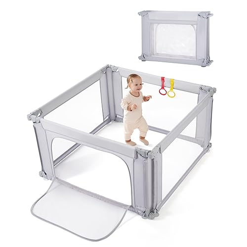 Miniatura 1 de Corralito para bebés de 47 x 47 pulgadas, corralito ajustable para bebés y niños pequeños, corralitos de juegos para interiores y exteriores, con