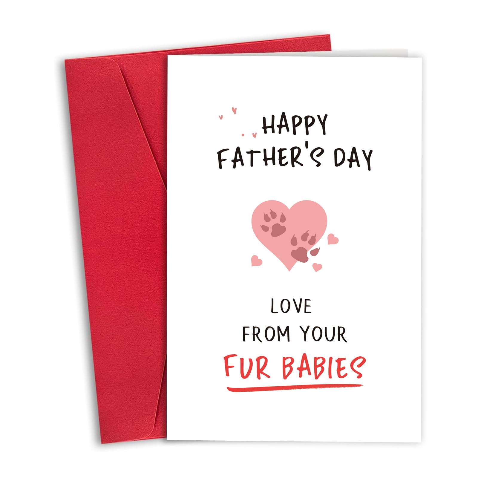 RollupJoy Funny Father’s Day Card from Dog Cat, Cute Fur Dad Fathers Day Card Gifts for Him Men, Happy Father’s Day Cards for Dad from Pet