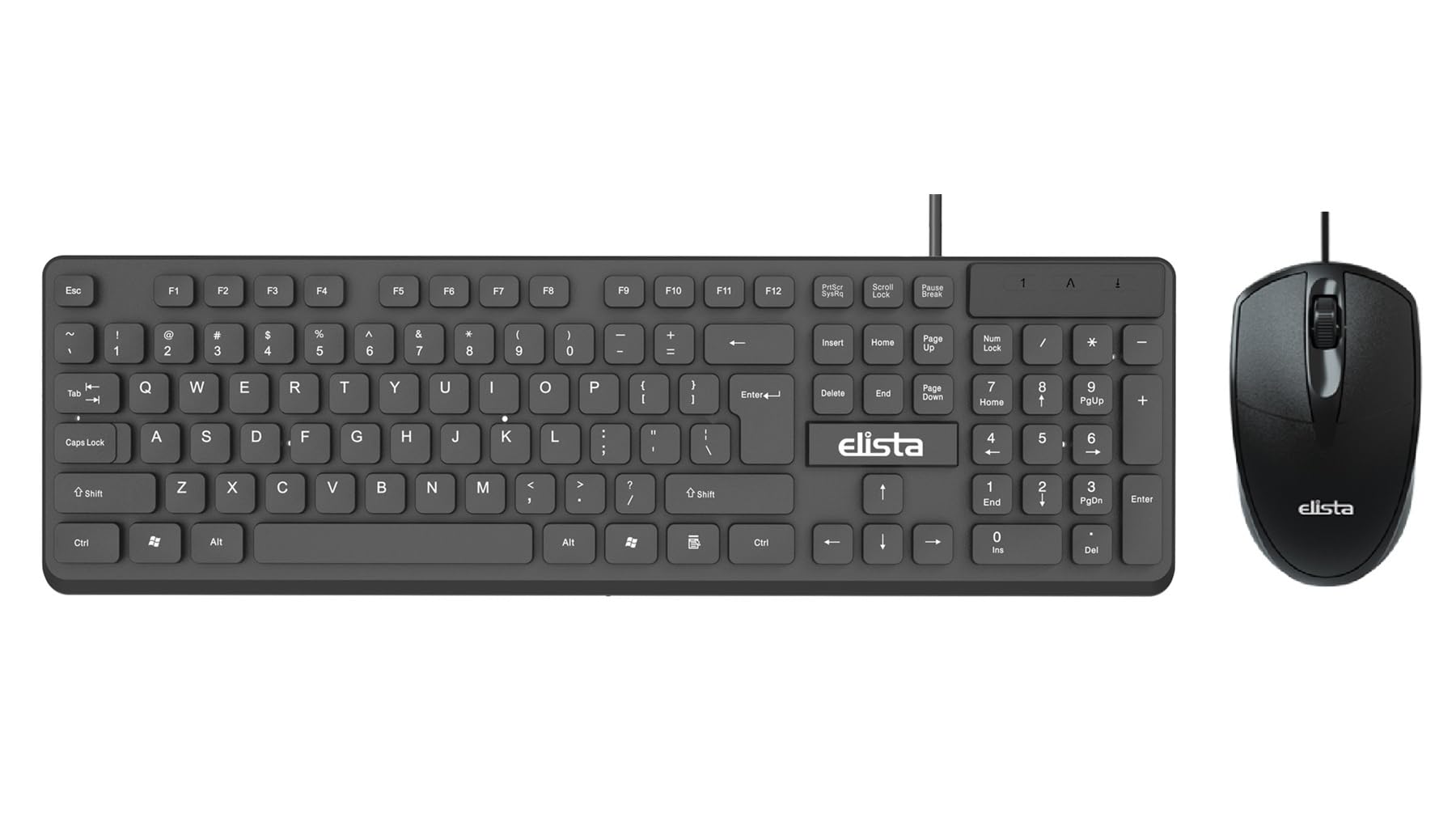Elista Wired USB Keyboard and Mouse Combo | USB Mouse1000 DPI | 104 Keys Membrane Switch | Silent Tactile Feeling Comfortable Switch | Plug and Play| Black (ELS WK-714)
