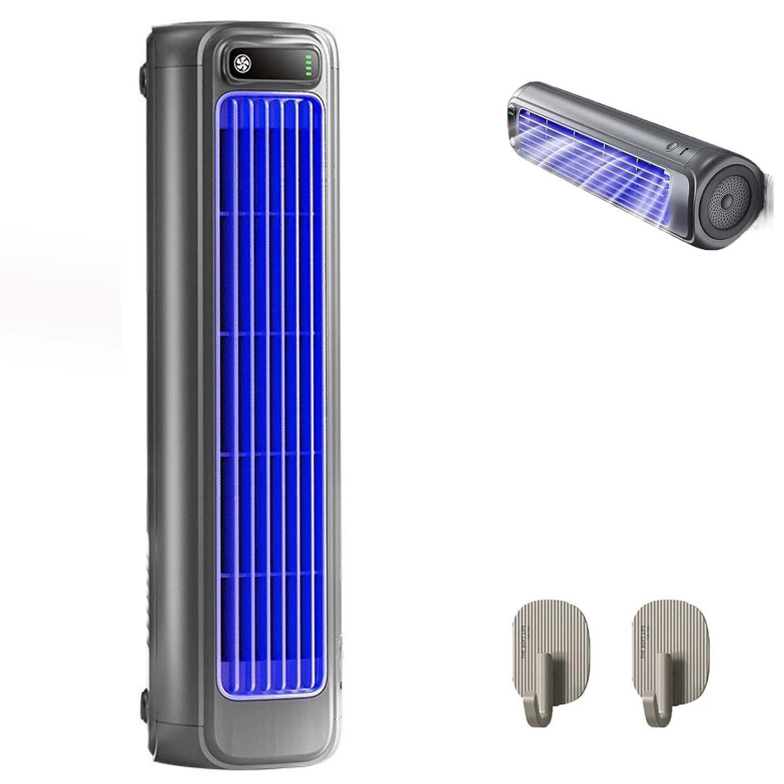 Coldeez Cooling Ace, Coldeeze Air Conditioner, Portable Air Cooler Fan with 3 Speeds, USB Charging, Desktop Tower Fan for Office, Bedroom, Kitchen gray
