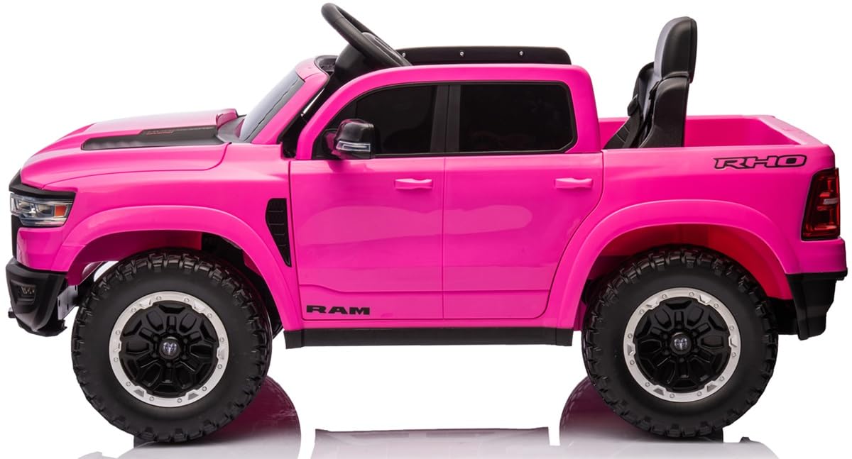 Playhouse Dodge RAM 1500, 2 Motoren - 90W, Bluetooth, Schlüssel, 4 Stoßdämpfer, Eva Räder, 12V 9ah, Fernbedienung, Kinderauto Kinderfahrzeug Kinder Elektroauto (Rosa)