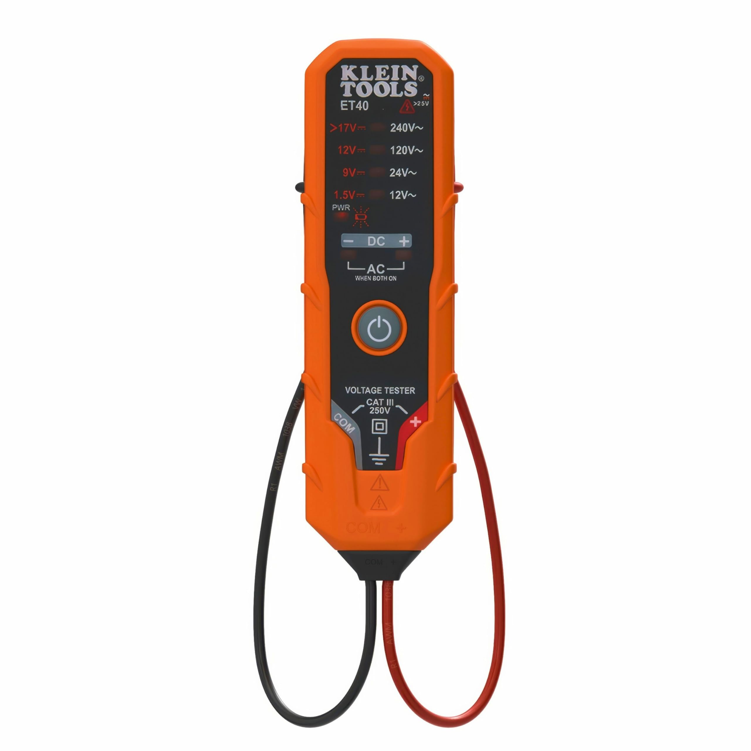 Klein Tools ET40 probador de voltaje, voltaje de CA, voltaje de CC y polaridad CC, incluye baterías