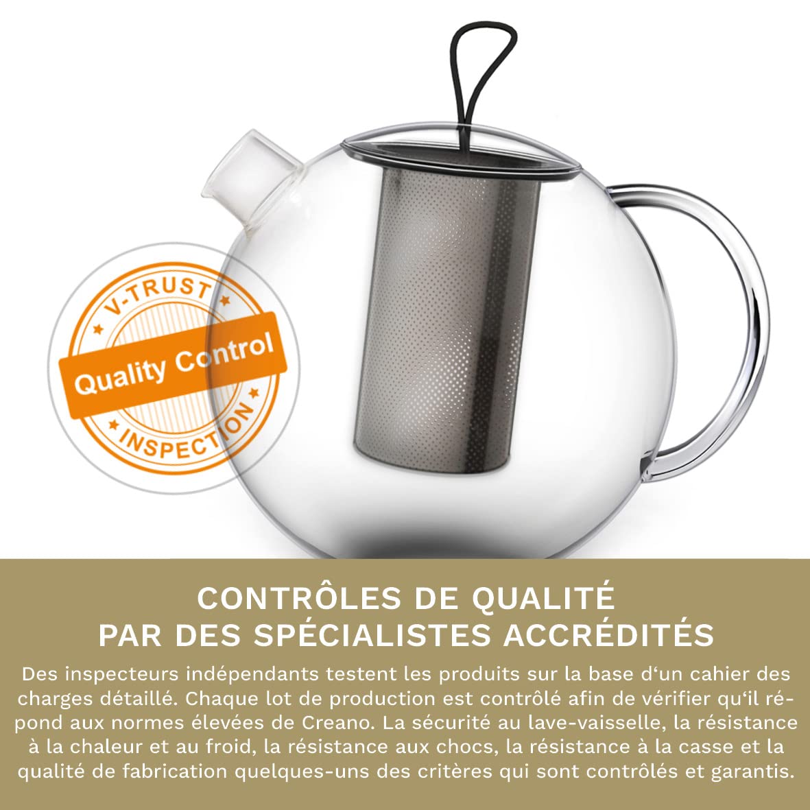Théière En Verre Creano JUMBO 1,5L - Avec Filtre Inox, Couvercle Et Bec Anti-goutte