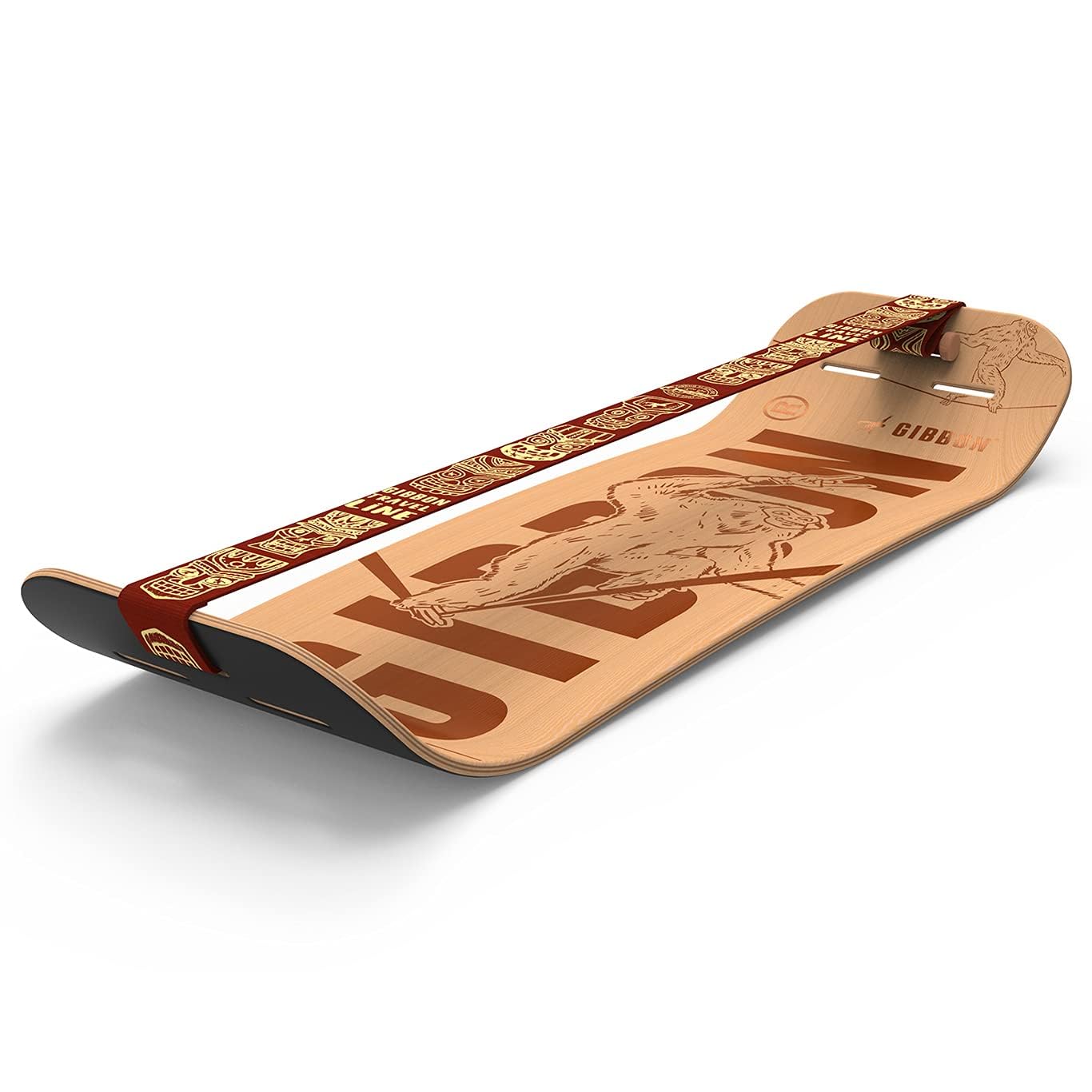 GIBOARD-SET BONZO CLASSIC - Innovatives Balance Board | Freestyle-Workout | hochwertiges Buchenholz | Made in Europe | inkl. CLASSICLine Slackline-Set | Kork Pads & Gibbon App Zugang