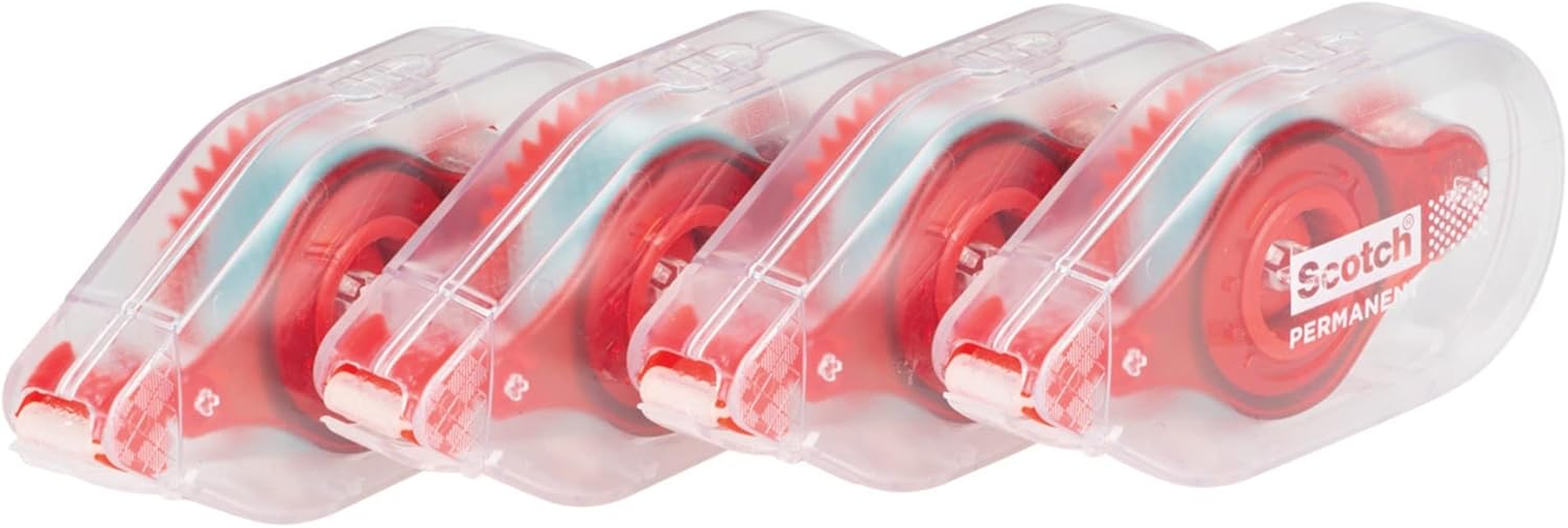 Scotch Adhesive Dot Roller Value Pack, .31 in x 49 ft, 4 Pack, Great for Home, Office and School Projects (6055BNS) : Clear Tapes : Office Products