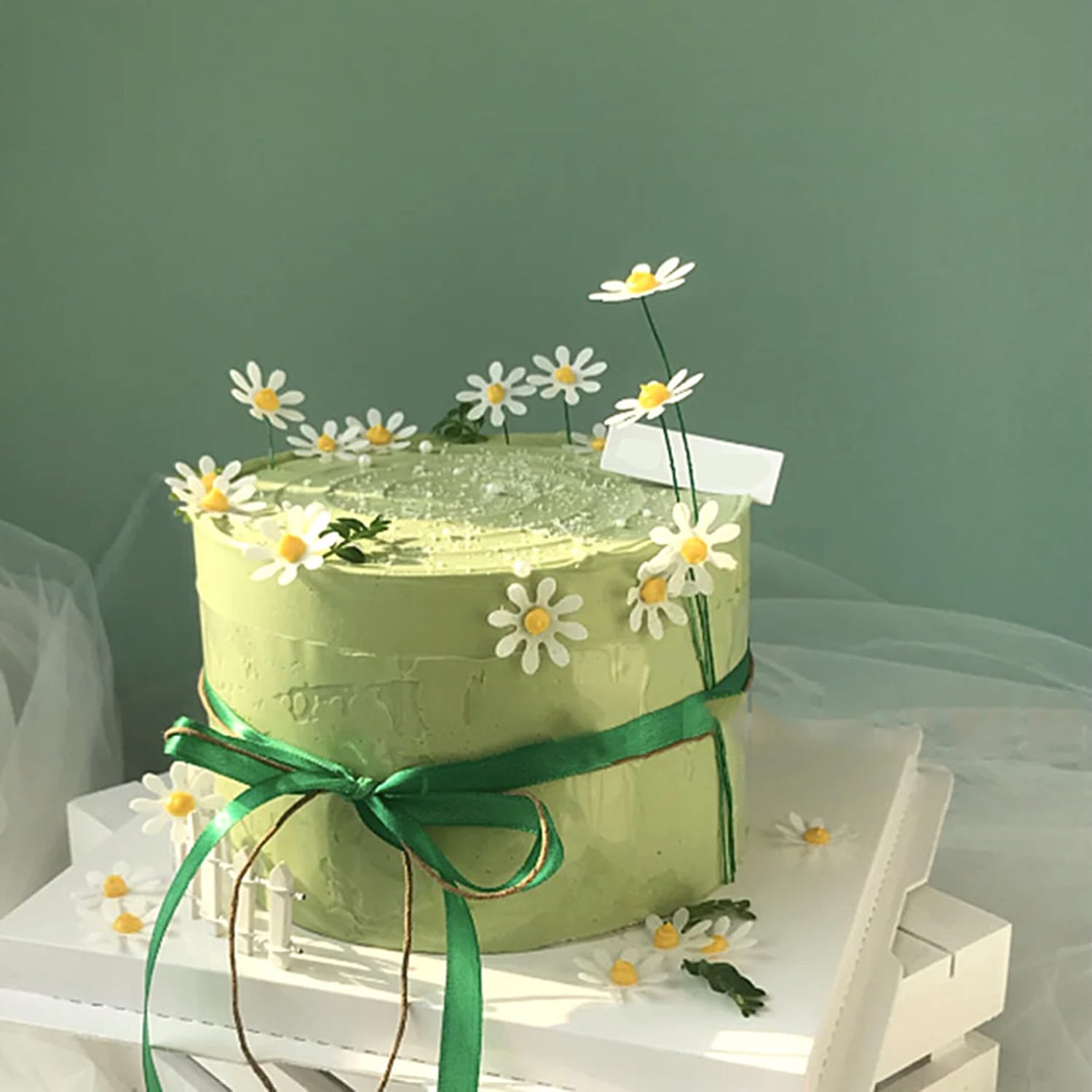 Daisy Cake Toppers - 43-Piece Boho Decor Set With Flowers, Balls, Bees & Plants For Birthday, Wedding Cakes