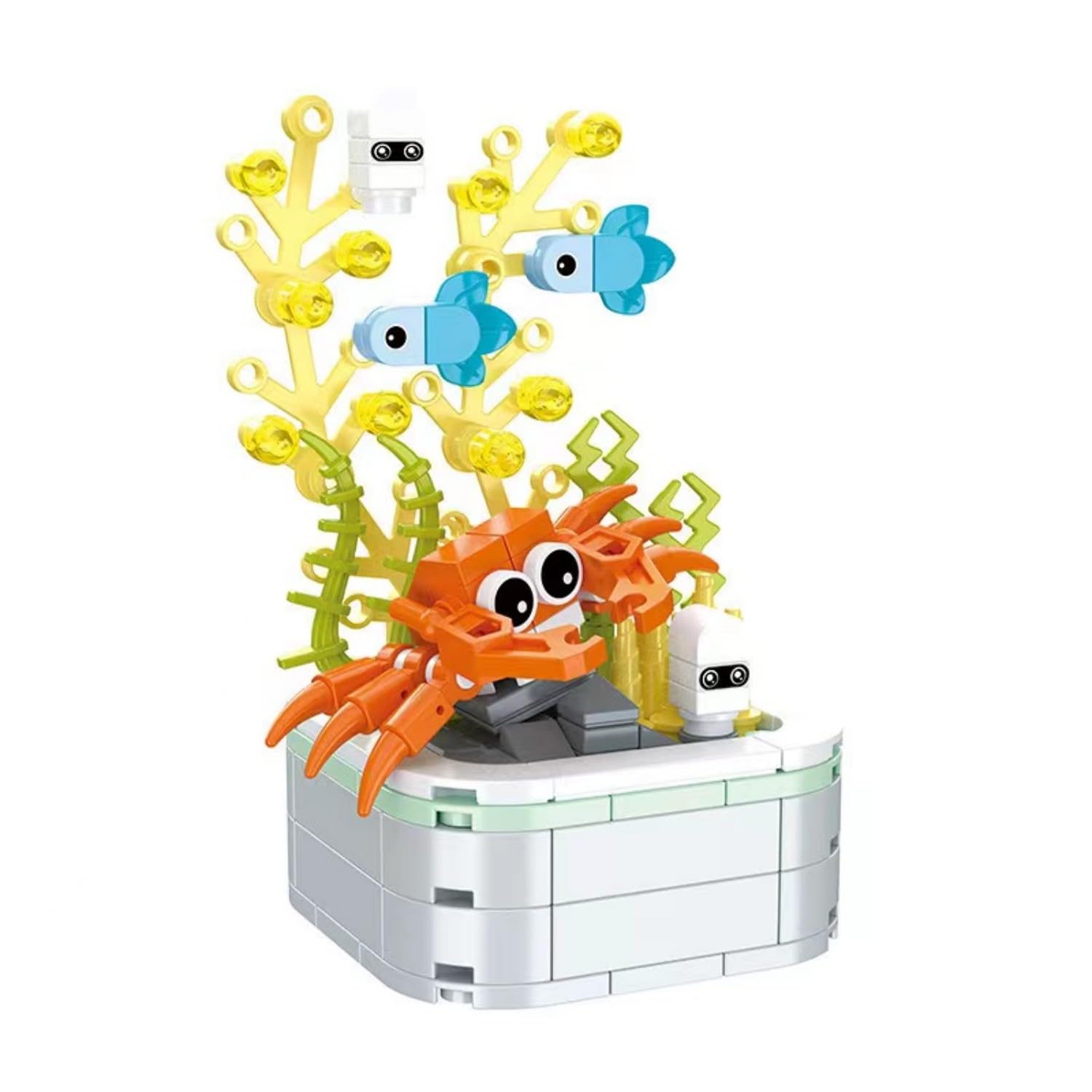 Marine Animals 145PCS Crab & Potted Plant Sea Creature Mini Building Kit, DIY Ocean Animal Toy Set - Adults & Kids Gifts (G4)