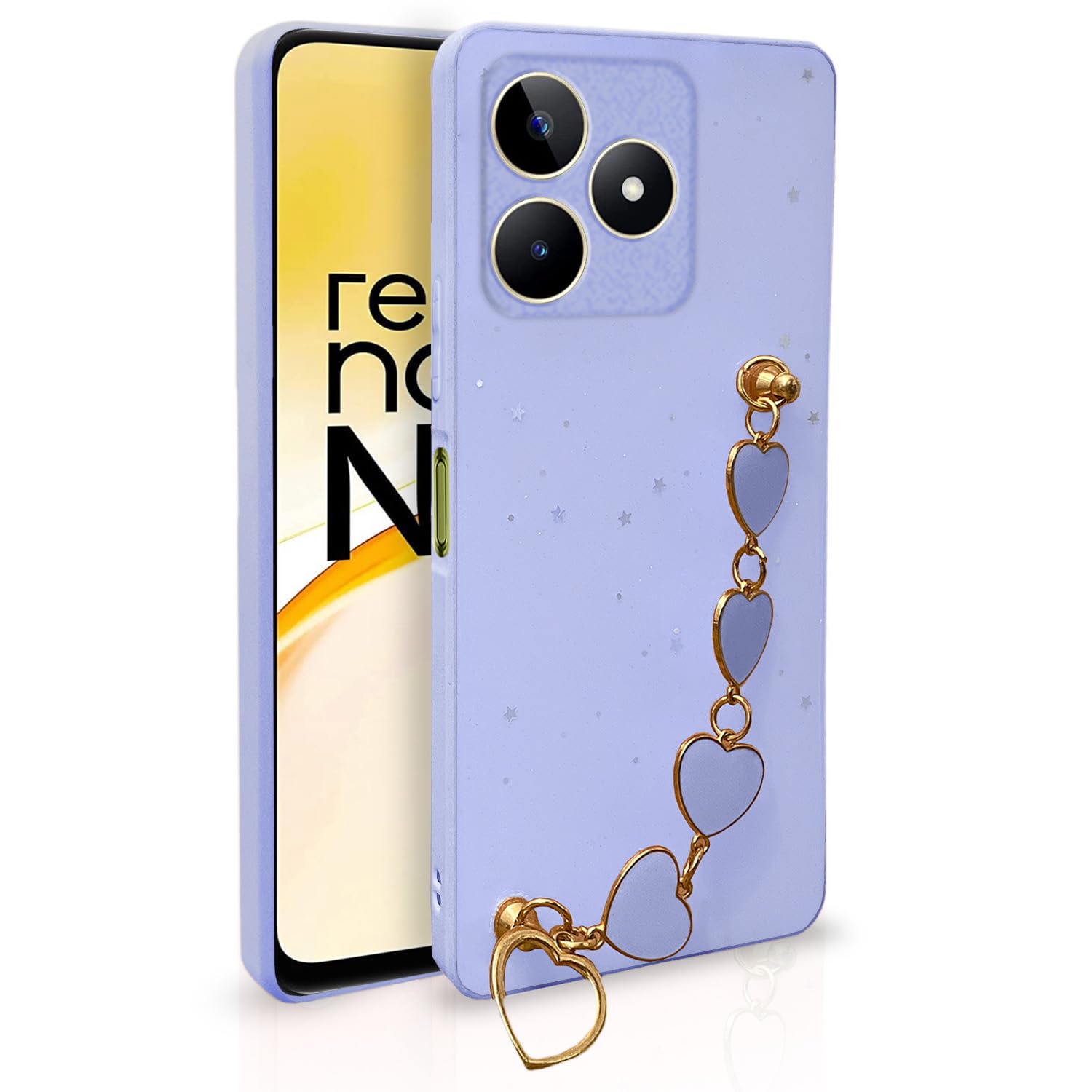 Pikkme Realme Narzo N53 5G Back Cover for Girls | Heart Shaped Metal Chain Blocks | Sparkling Soft TPU | Case for Realme Narzo N53 5G (Purple) (B0CHWC8PDN) Amazon Price History, Amazon Price Tracker