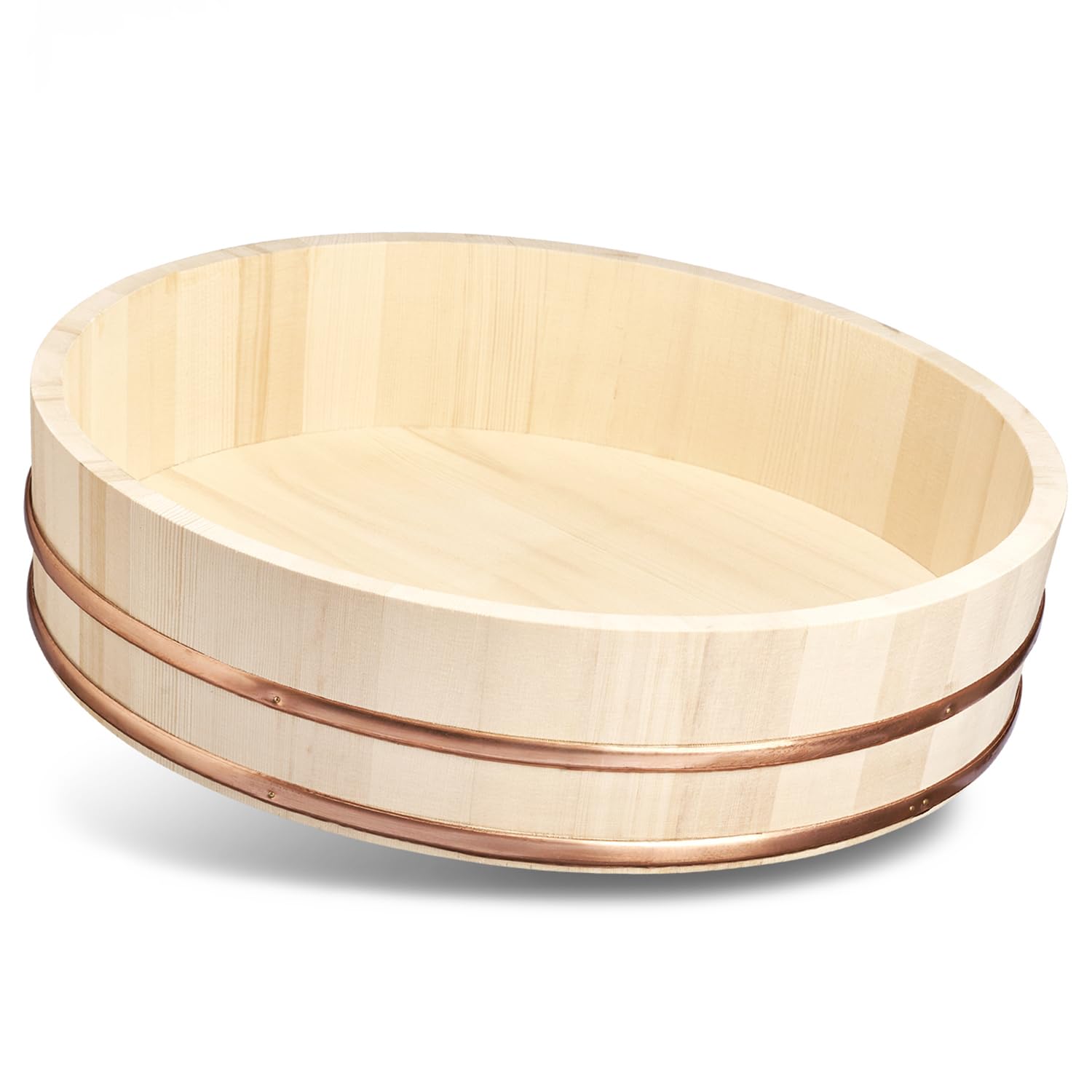 Reishunger Hangiri Holzschüssel für Profis (Durchmesser 48 cm) - Zur Veredlung von Sushi Reis - erhältlich in 30 cm bis 60 cm