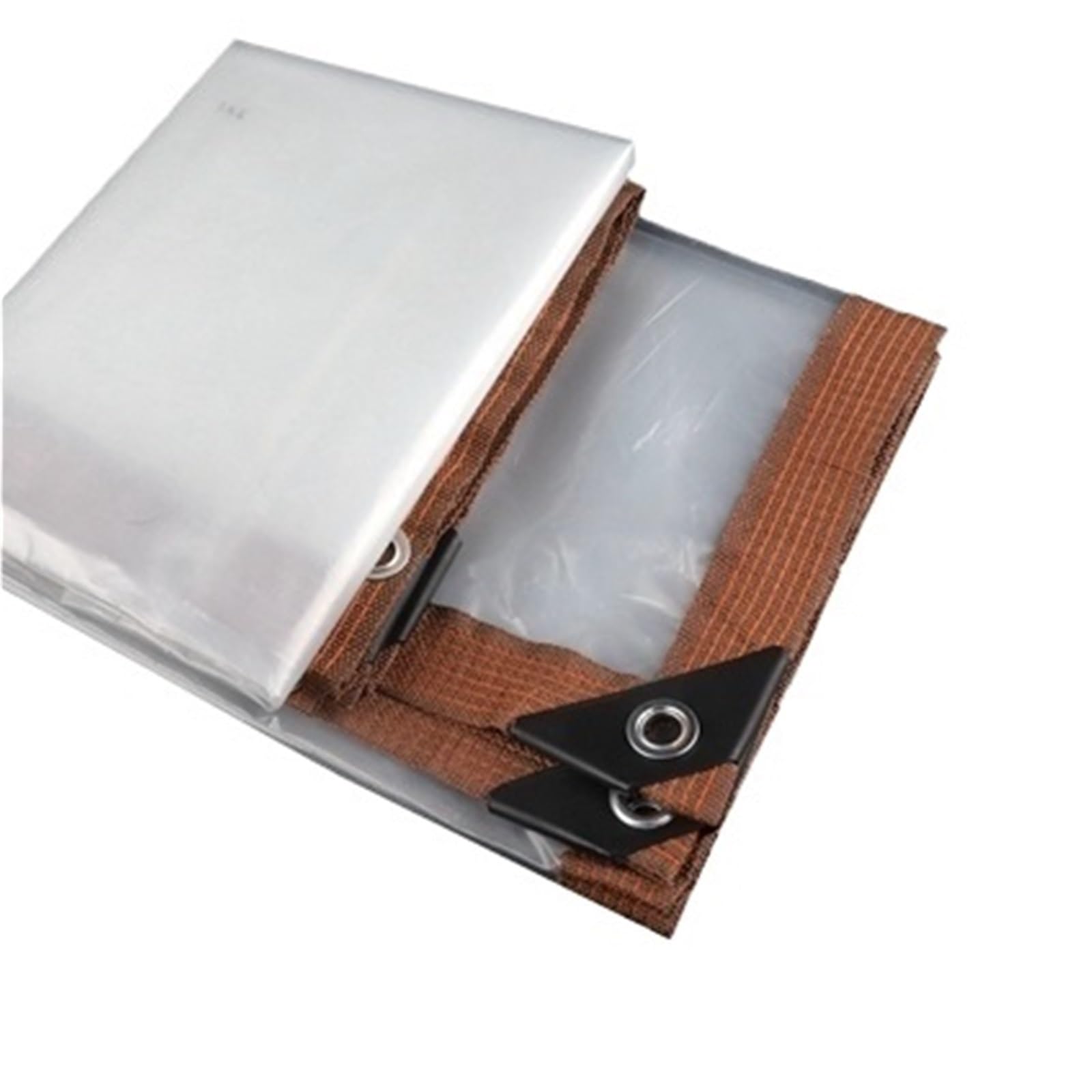 Clear Tarp Transparent Waterproof Tarpaulin Garden Gazebo Rainproof Clear Tarp Plant Cover PE Filmwith Grommets(Brown Side,4MX5M)