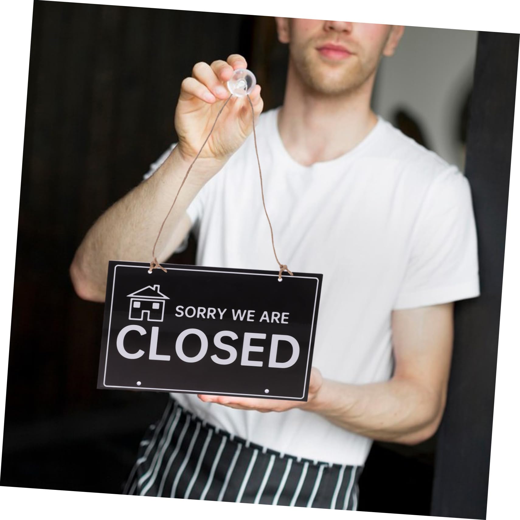 GARVALON 1ensemble Panneau Horaire Ouverture Fermeture Pour Magasins Et Restaurants Enseigne Écriteurable Avec Corde De Suspension Idéale Pour Cafés Et Commerces