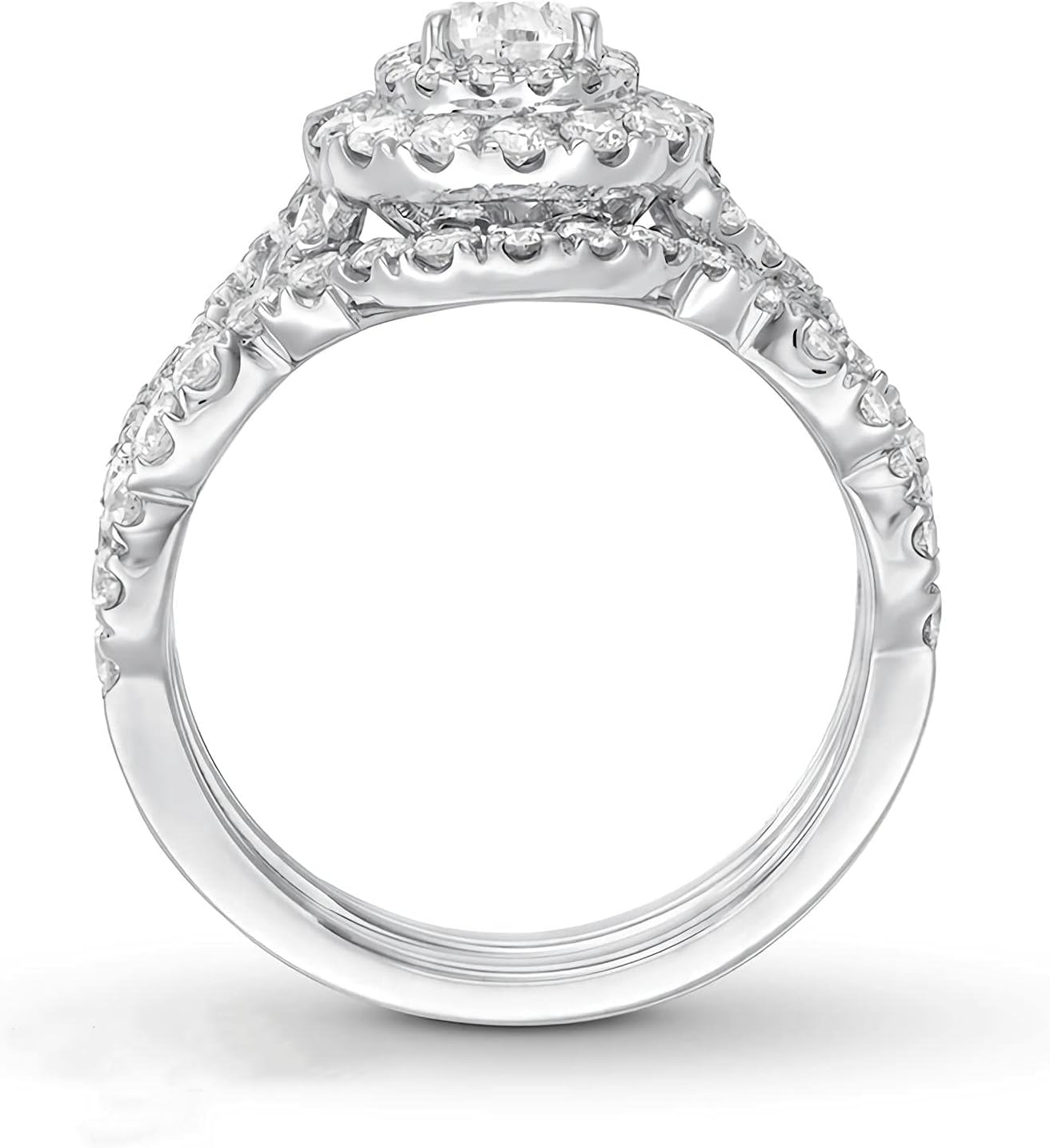 Bridal Set 1-1/2 ct tw Pear-shaped Moissanite Engagement Rings for Women 10k 14k 18k White Gold Free Engraving