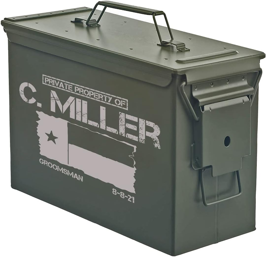 Daylor Personalized Engraved Ammo Can Storage Box Custom Texas Flag (50 Cal)