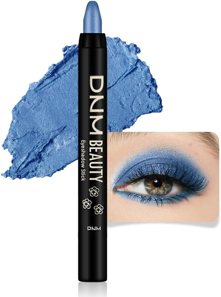 evpct Royal Blue Shimmer Cream Eye Shadow Brightener Sticks Set for Eyes, Blue Shimmery Matte Pencil Eye shadow Applicator Stick Pen Palette Makeup Waterproof sombras en crema para ojos 13#