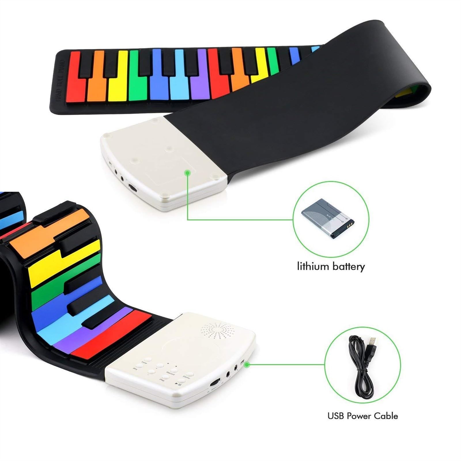 Anfänger Elektronisches Klavier Tragbares Elektronisches Keyboard Mit 49 Tasten Und Regenbogen-Handrollklavier Aus Silikonkautschuk Für Einfaches Tragen