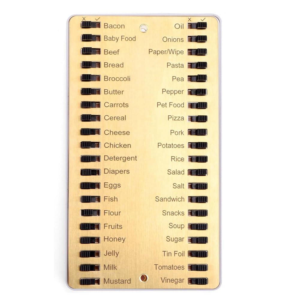 Paociuro Metal Grocery List,Reusable Shopping List,Metal Sliding Shopping List Memory Reminder Board,Convenient Tools for Home Easy Install Easy to Use