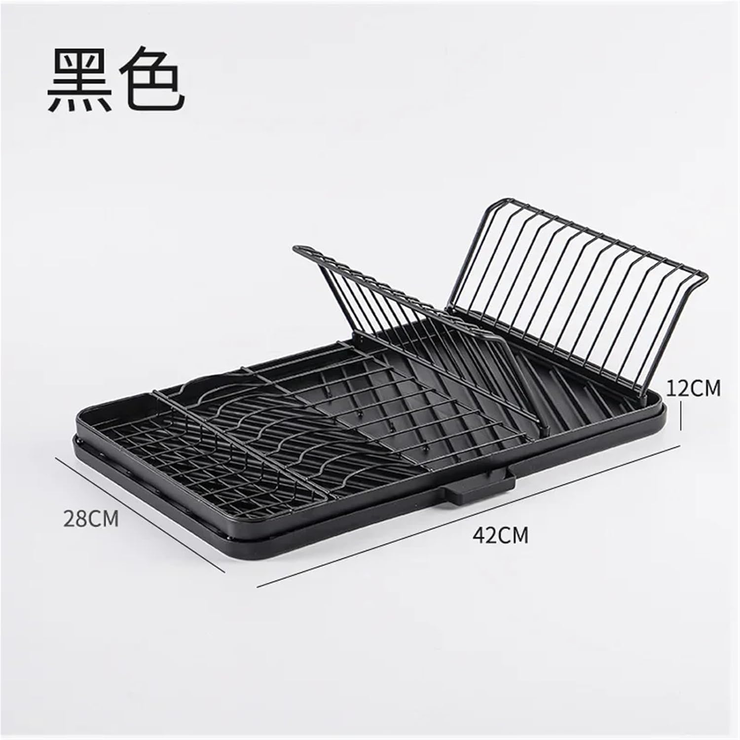 Kitchen Foldable Dish Drainer Multifunctional Household Chopsticks Spoon Fork Storage Rack with Catch Tray(B)