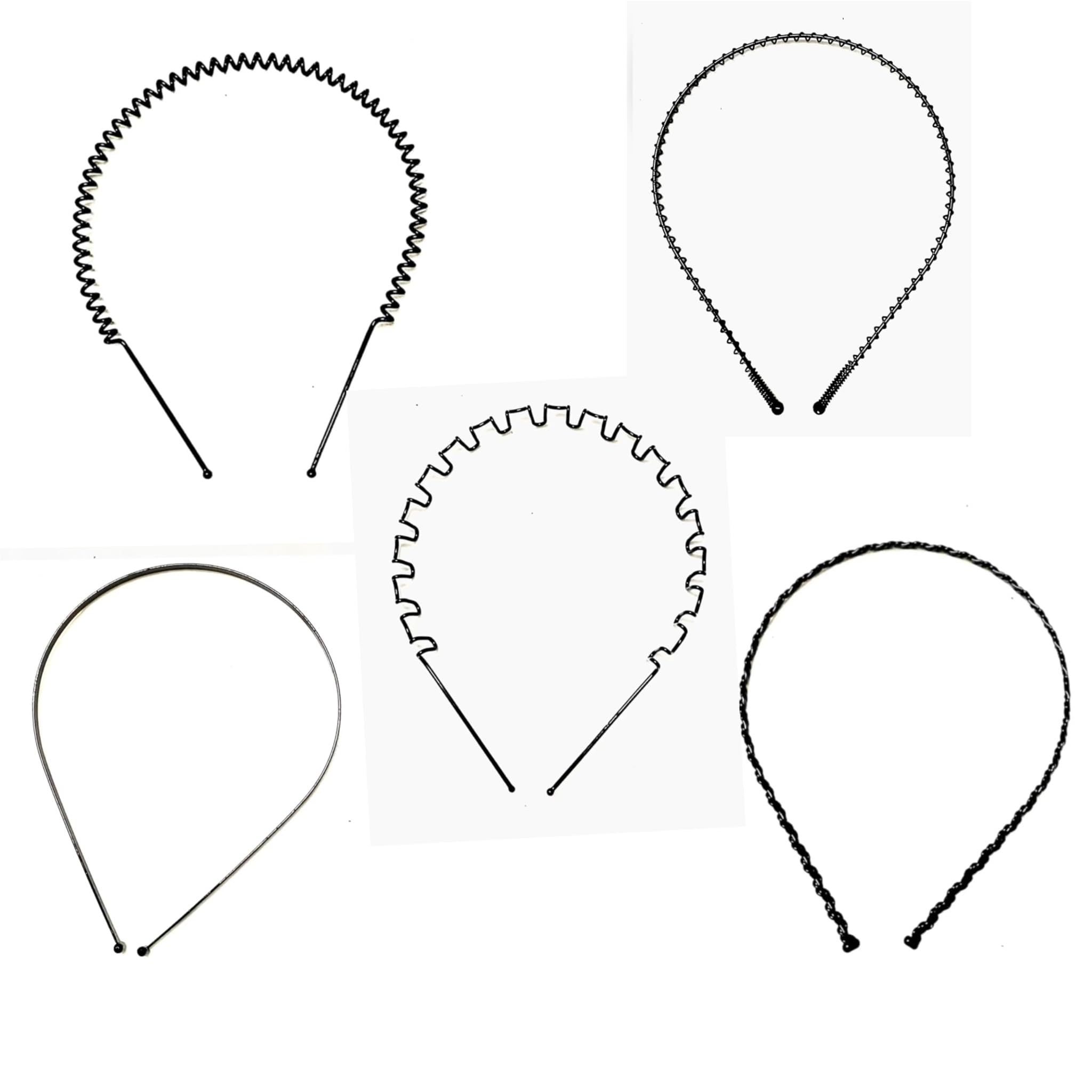 5 Pieces Metal Hairband Sports Yoga Spring Wave Multi Style Non-Slip Black Metal Headband Unisex Fashion Adjustable Wavy Elastic Hair Hoop Band for Women, Men, Boys, and Girls-image-48