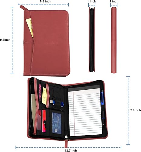 Miniatura 10 de Junior Business Padfolio - Carpeta A5 de piel sintética y carpeta con cremallera con bloc de escritura de 5 x 8 pulgadas y bolsillo interior de