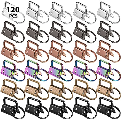Matériel de porte-clés pour dragonne de poignet de 1 pouce Tenare 120 pièces en 6 couleurs